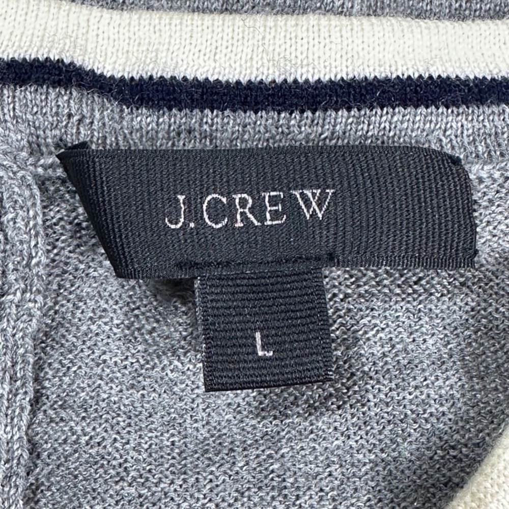 J.Crew Sleeveless Sweater Women Large Gray Merino Wool Shell Contrast Trim E8552 - Picture 7 of 10
